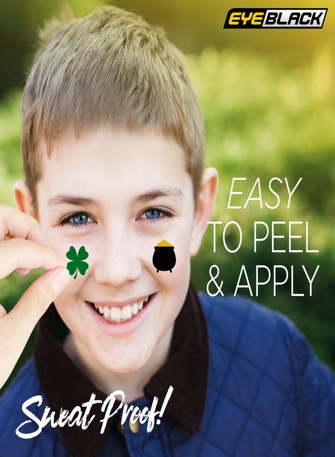 EyeBlack St. Patricks Day Eye Black Face Sticker for the Irish Parties, Lucky Charms Party, Office Party, Football Games, Luck of the Irish - Glitter 12 Decals/6 Pairs - Image 2